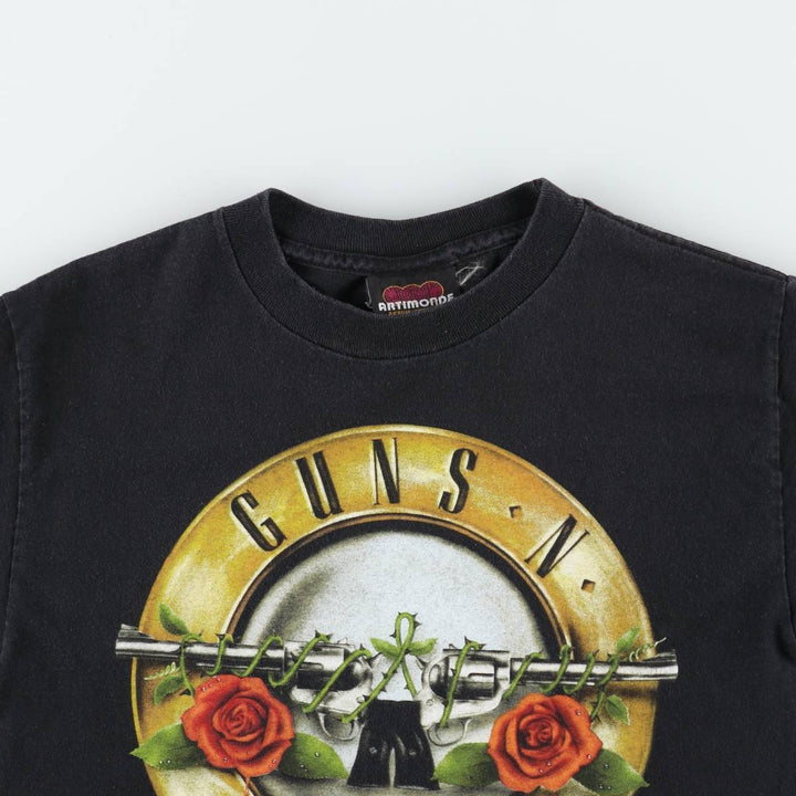 2000'S Artimonde Guns N' Roses Print Floral Band T-Shirt (Men's Size S) cotton black type Vintage Second Hand