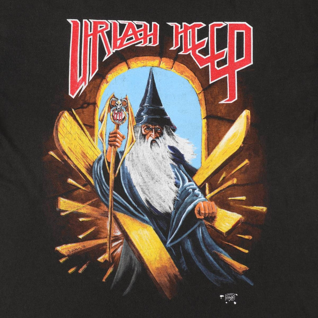 90'S URIAH HEEP BACKSTAGE PASS WORLD TOUR Band T-shirt, Men's Size L (approx.), Vintage unclear black type Vintage Second Hand