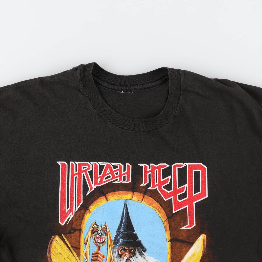 90'S URIAH HEEP BACKSTAGE PASS WORLD TOUR Band T-shirt, Men's Size L (approx.), Vintage unclear black type Vintage Second Hand