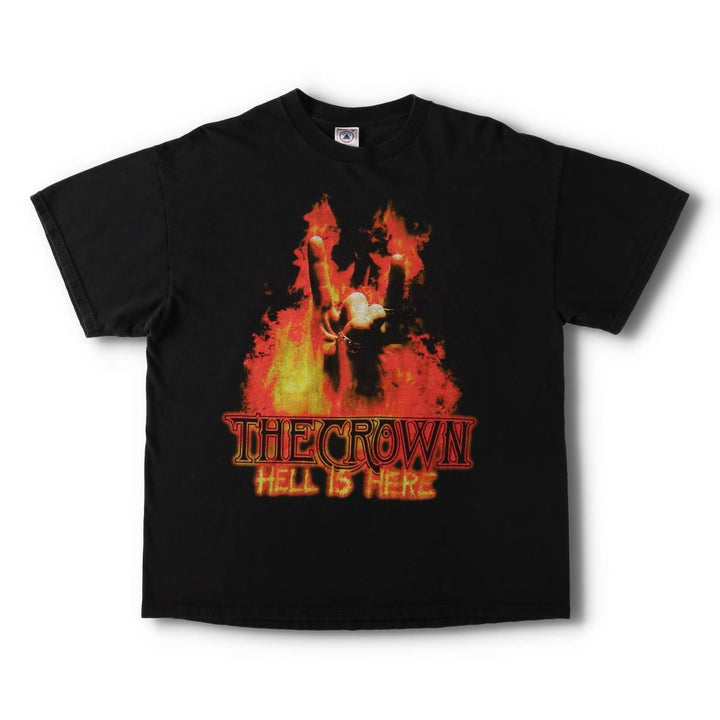90s-00'S DELTA THE CROWN Fire Pattern Band T-Shirt (Men's XL equivalent) cotton black type Vintage Second Hand