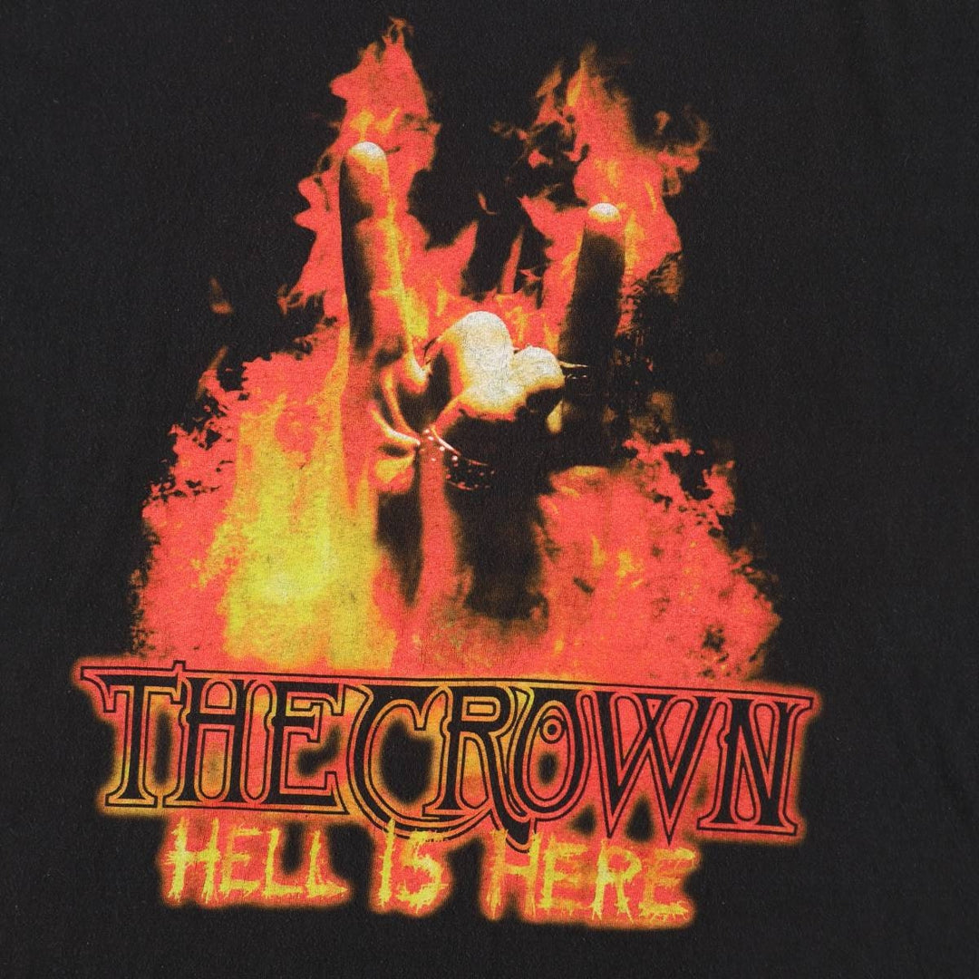 90s-00'S DELTA THE CROWN Fire Pattern Band T-Shirt (Men's XL equivalent) cotton black type Vintage Second Hand