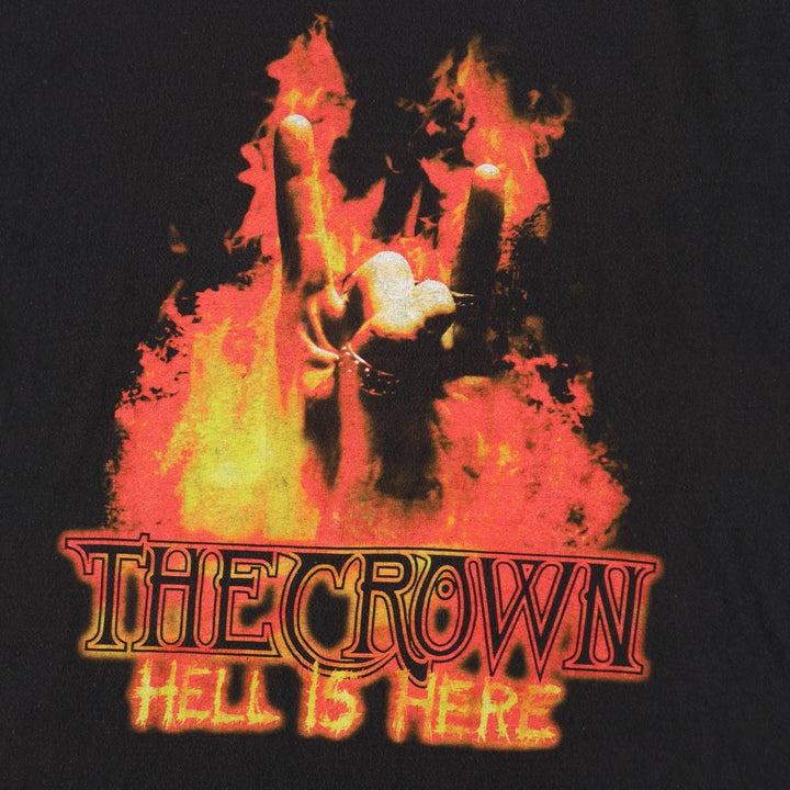 90s-00'S DELTA THE CROWN Fire Pattern Band T-Shirt (Men's XL equivalent) cotton black type Vintage Second Hand