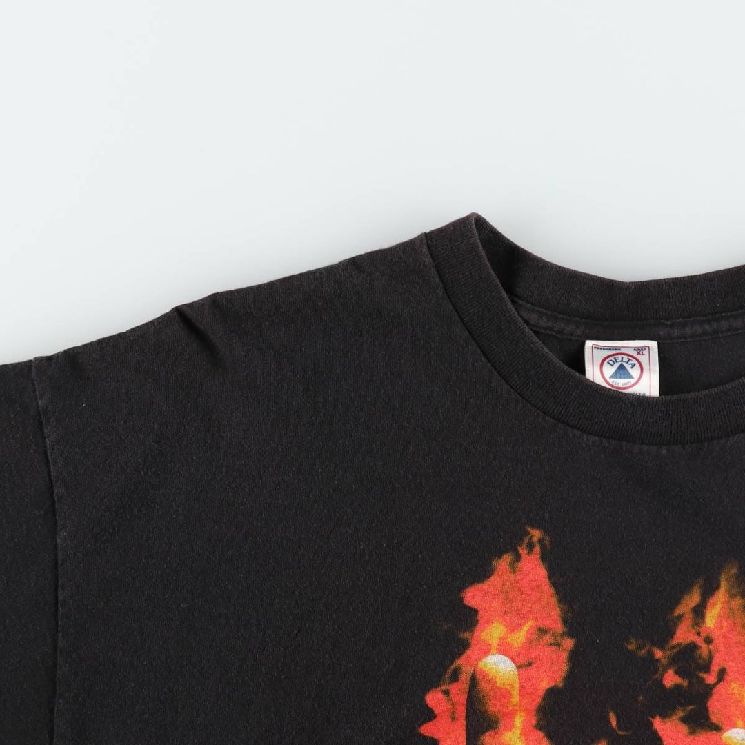 90s-00'S DELTA THE CROWN Fire Pattern Band T-Shirt (Men's XL equivalent) cotton black type Vintage Second Hand