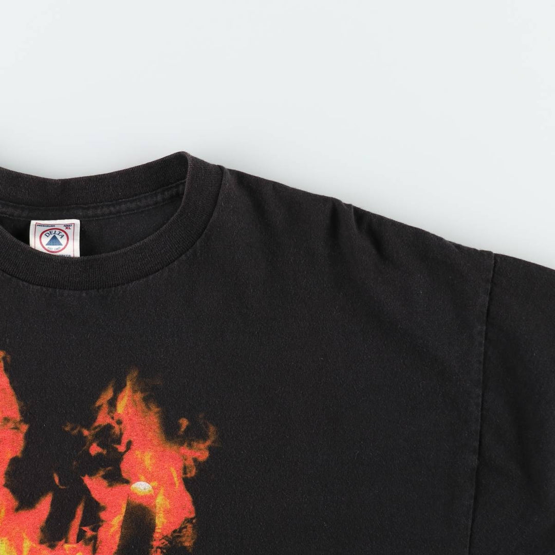 90s-00'S DELTA THE CROWN Fire Pattern Band T-Shirt (Men's XL equivalent) cotton black type Vintage Second Hand