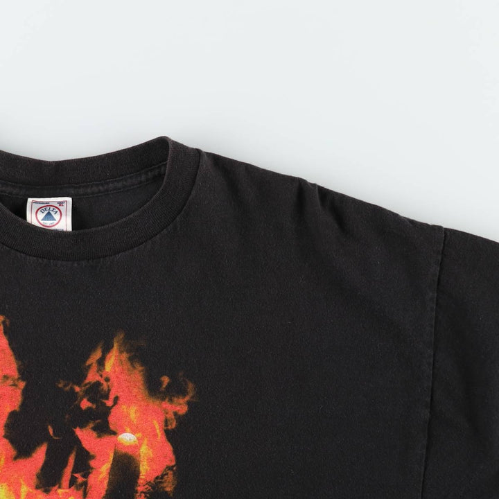 90s-00'S DELTA THE CROWN Fire Pattern Band T-Shirt (Men's XL equivalent) cotton black type Vintage Second Hand