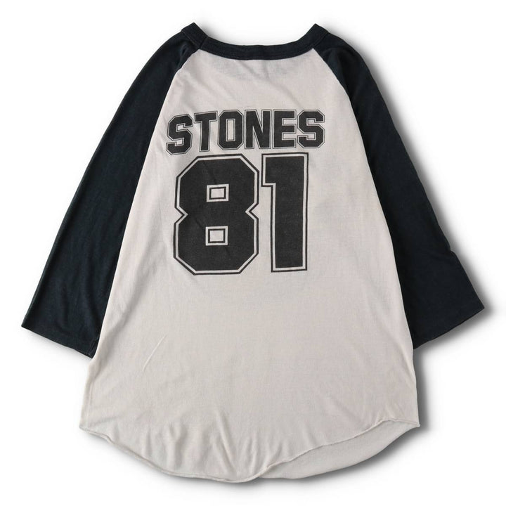 80'S THE KNITS The Rolling Stones 3/4 Sleeve Raglan Band T-Shirt, Made in USA, Men's Size L (approx.) cotton black type Vintage Second Hand