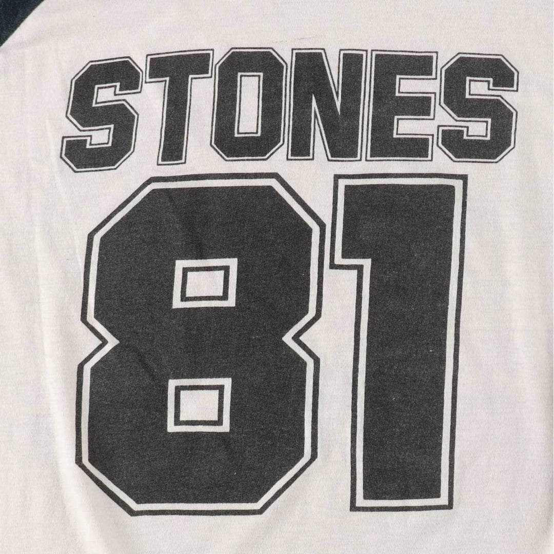 80'S THE KNITS The Rolling Stones 3/4 Sleeve Raglan Band T-Shirt, Made in USA, Men's Size L (approx.) cotton black type Vintage Second Hand