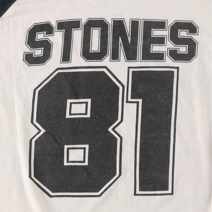 80'S THE KNITS The Rolling Stones 3/4 Sleeve Raglan Band T-Shirt, Made in USA, Men's Size L (approx.) cotton black type Vintage Second Hand