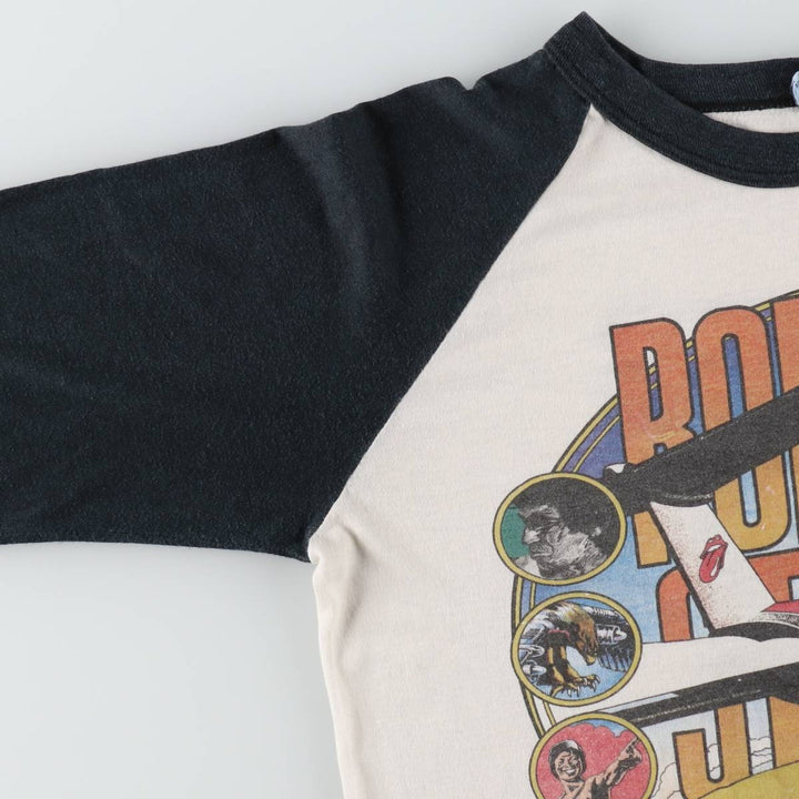 80'S THE KNITS The Rolling Stones 3/4 Sleeve Raglan Band T-Shirt, Made in USA, Men's Size L (approx.) cotton black type Vintage Second Hand