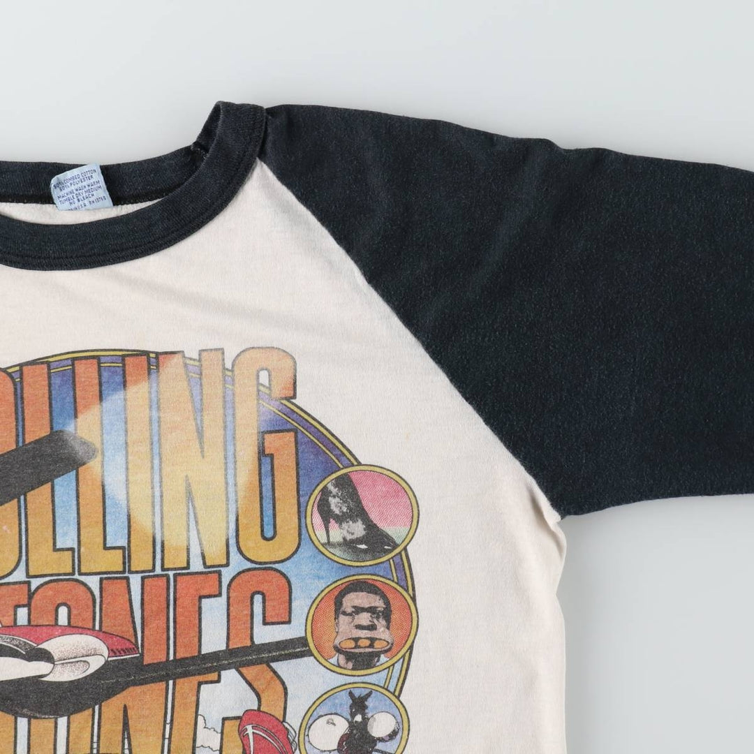 80'S THE KNITS The Rolling Stones 3/4 Sleeve Raglan Band T-Shirt, Made in USA, Men's Size L (approx.) cotton black type Vintage Second Hand
