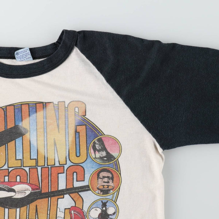80'S THE KNITS The Rolling Stones 3/4 Sleeve Raglan Band T-Shirt, Made in USA, Men's Size L (approx.) cotton black type Vintage Second Hand