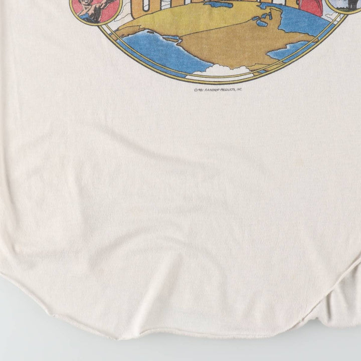 80'S THE KNITS The Rolling Stones 3/4 Sleeve Raglan Band T-Shirt, Made in USA, Men's Size L (approx.) cotton black type Vintage Second Hand