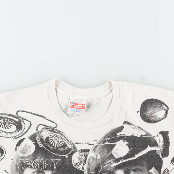 90'S Hanes Ultraweight The Beatles All-Over Print Band T-Shirt, Made in USA, Men's Size L (approx.) cotton white type Vintage Second Hand