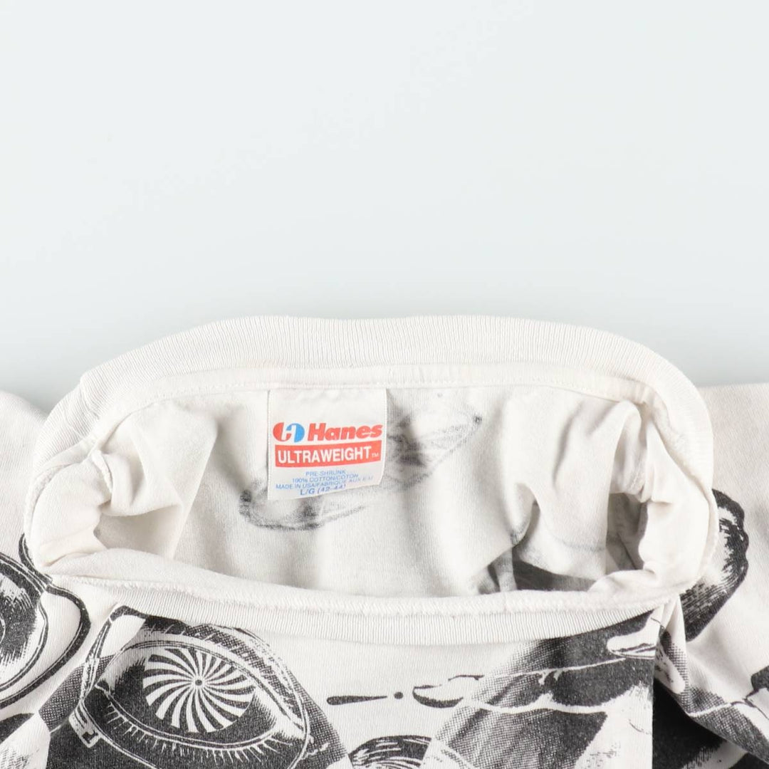 90'S Hanes Ultraweight The Beatles All-Over Print Band T-Shirt, Made in USA, Men's Size L (approx.) cotton white type Vintage Second Hand