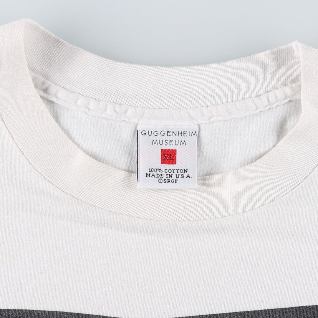~90'S GUGGENHEIM MUSEUM Genpei Akasegawa Art T-shirt, Made in USA, Men's XL equivalent, Vintage cotton white type Vintage Second Hand