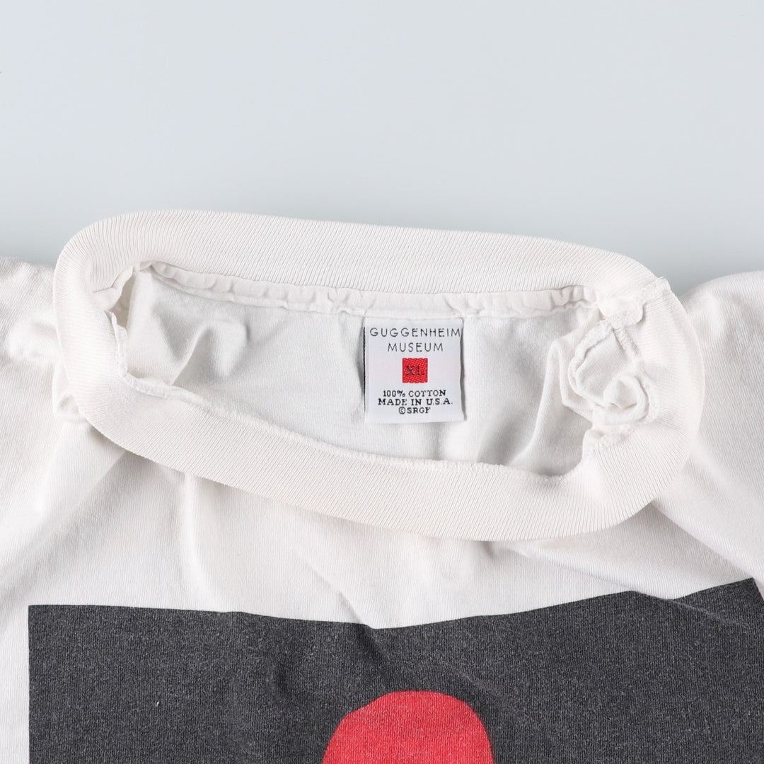 ~90'S GUGGENHEIM MUSEUM Genpei Akasegawa Art T-shirt, Made in USA, Men's XL equivalent, Vintage cotton white type Vintage Second Hand