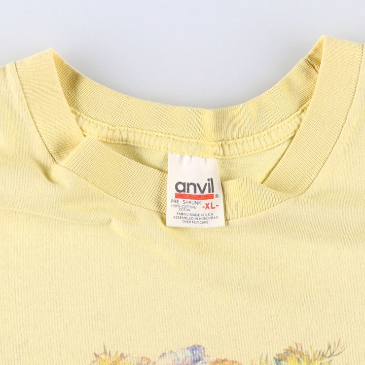 90'S Anvil Pierre-Auguste Renoir Chrysanthemum Floral Art T-Shirt, Made in USA, Men's XL equivalent, Vintage cotton Beige type Vintage Second Hand
