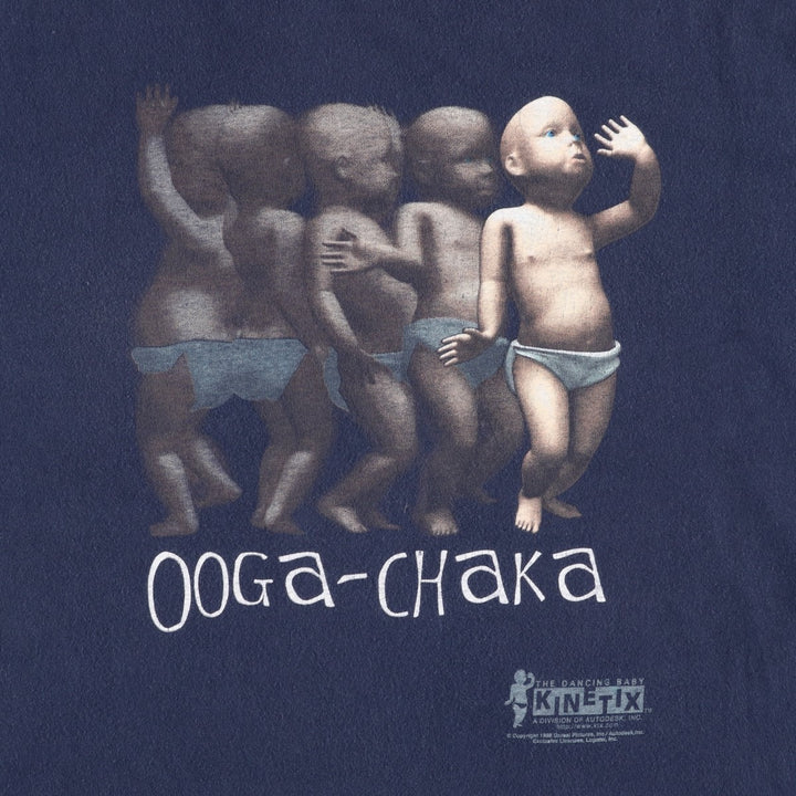 90'S TULTEX Dancing Baby Print T-Shirt, Men's Size L (approx.), Vintage cotton navy blue type Vintage Second Hand