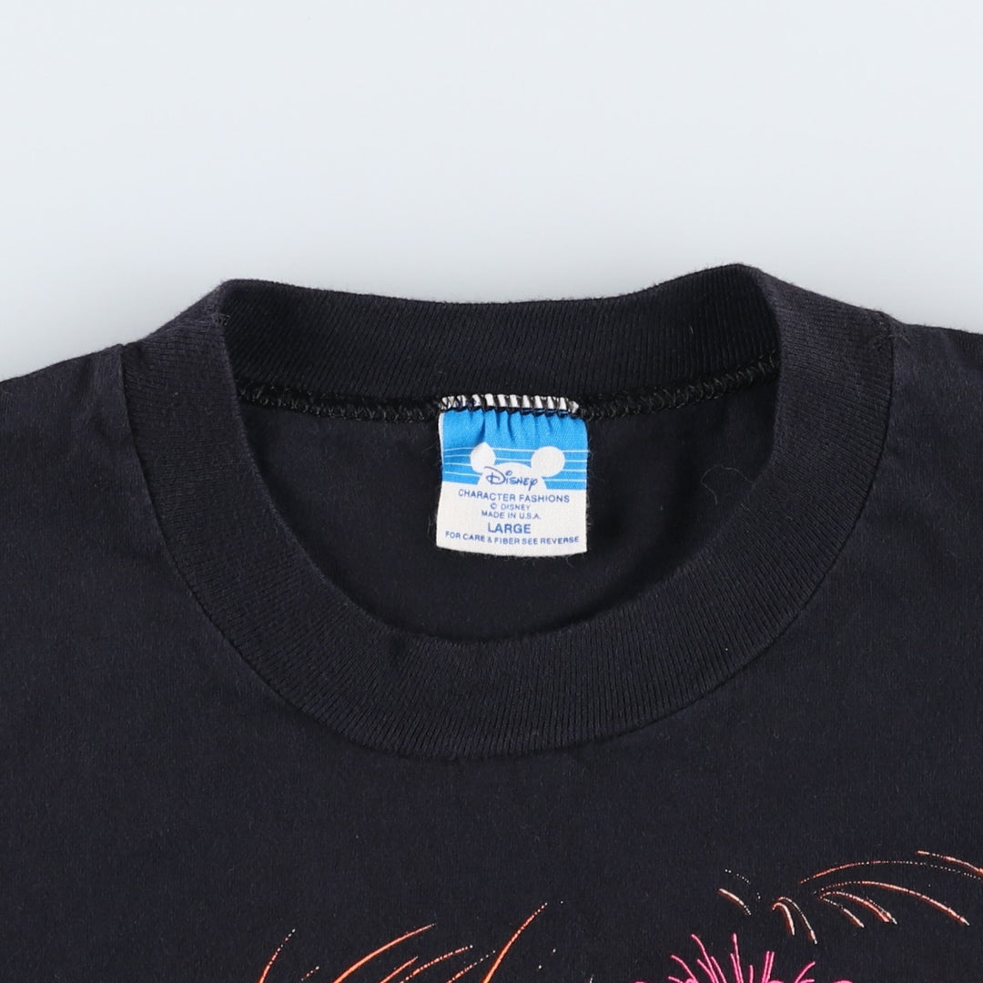 Disney Walt Disney World Magic Kingdom Advertising T-Shirt, Made in USA, Men's Size L (approx.), Vintage cotton black type Vintage Second Hand