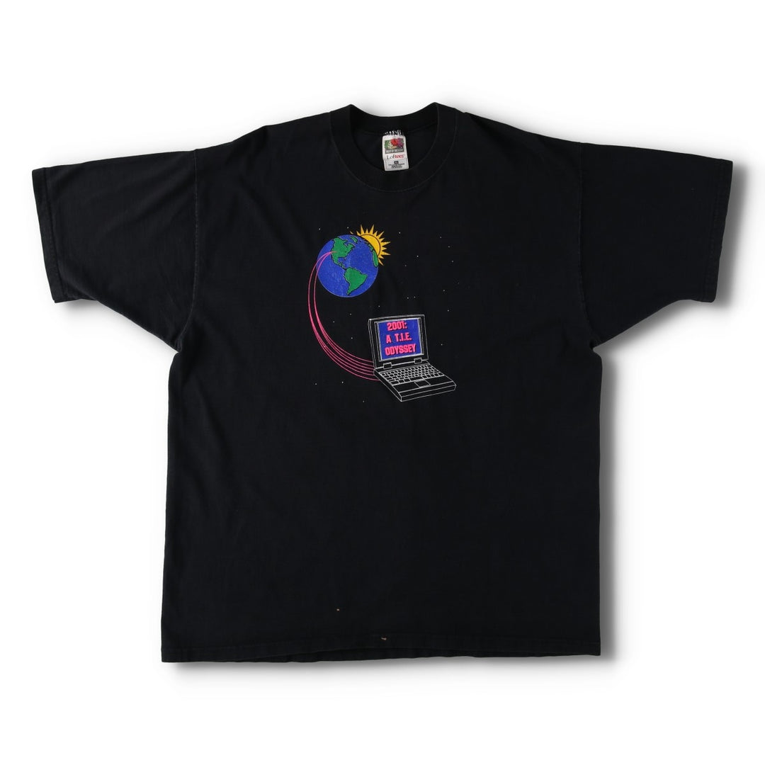 2000'S Fruit of the Loom advertising t-shirt, made in USA, men's size XL (equivalent). cotton black type Vintage Second Hand