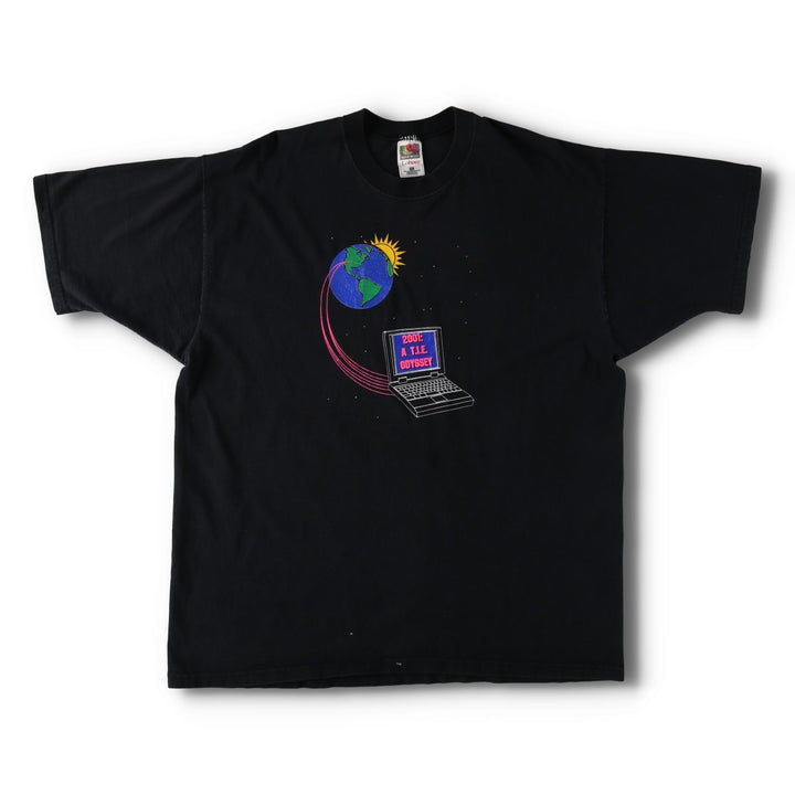 2000'S Fruit of the Loom advertising t-shirt, made in USA, men's size XL (equivalent). cotton black type Vintage Second Hand