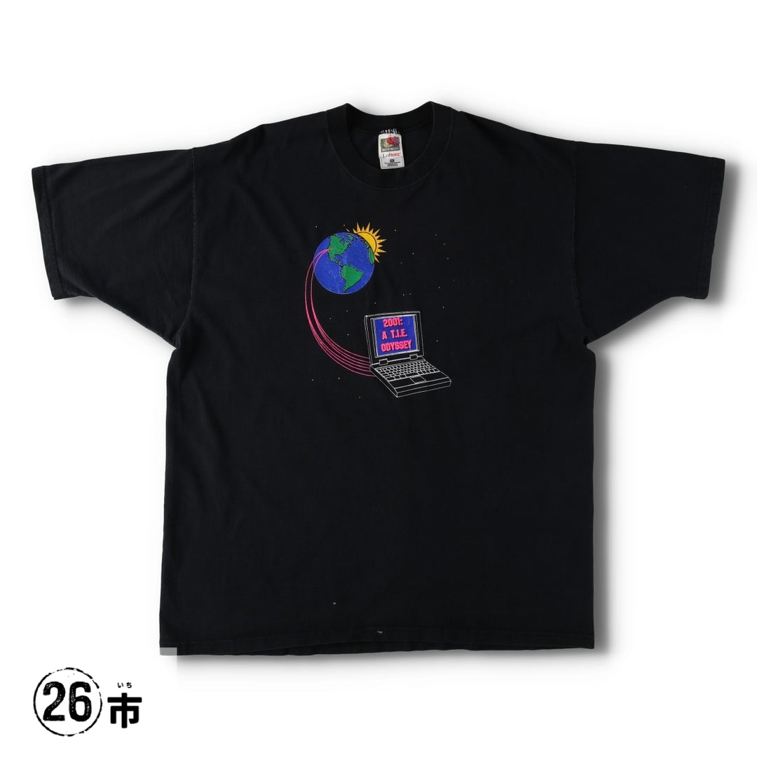 2000'S Fruit of the Loom advertising t-shirt, made in USA, men's size XL (equivalent). cotton black type Vintage Second Hand