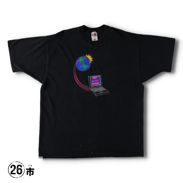 2000'S Fruit of the Loom advertising t-shirt, made in USA, men's size XL (equivalent). cotton black type Vintage Second Hand