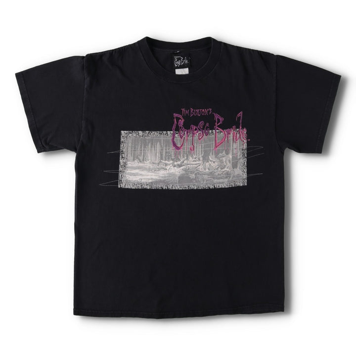 2000'S TIM BURTON'S CORPSE BRIDE Movie T-shirt (Men's size M) cotton black type Vintage Second Hand