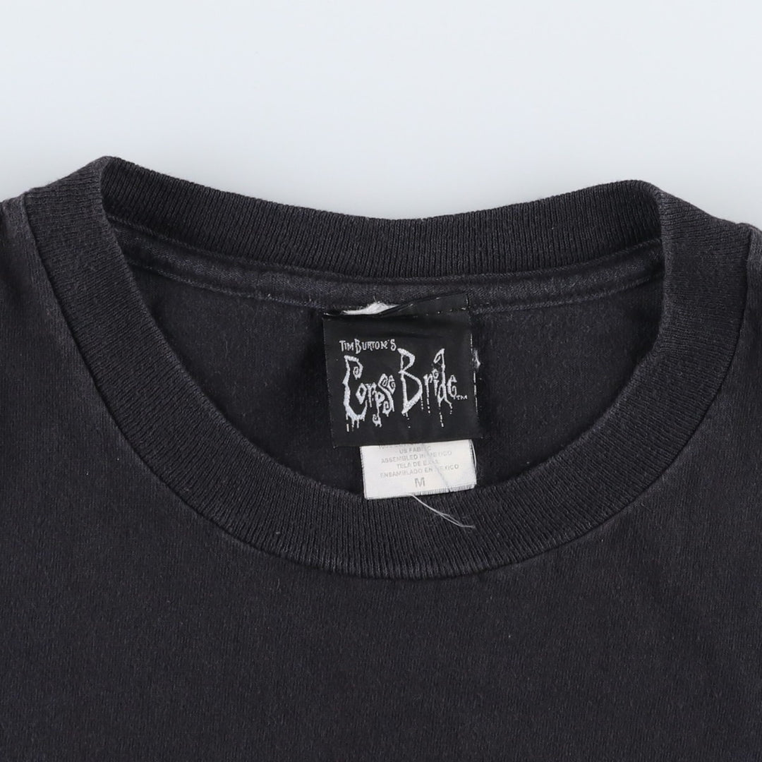 2000'S TIM BURTON'S CORPSE BRIDE Movie T-shirt (Men's size M) cotton black type Vintage Second Hand