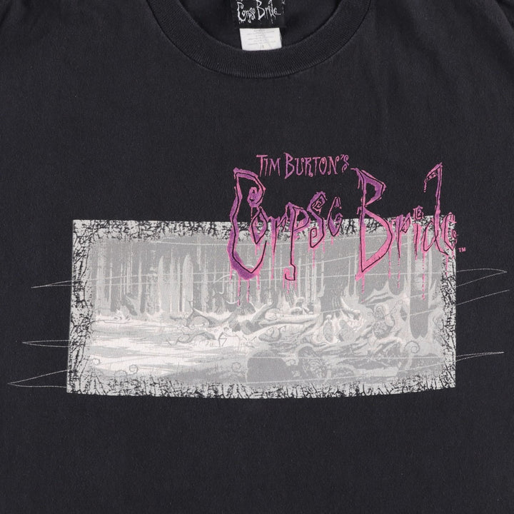 2000'S TIM BURTON'S CORPSE BRIDE Movie T-shirt (Men's size M) cotton black type Vintage Second Hand