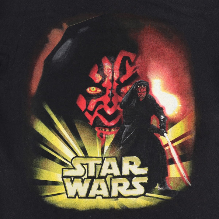 2000'S STAR WARS Darth Maul Movie T-shirt, Men's XL equivalent. cotton black type Vintage Second Hand