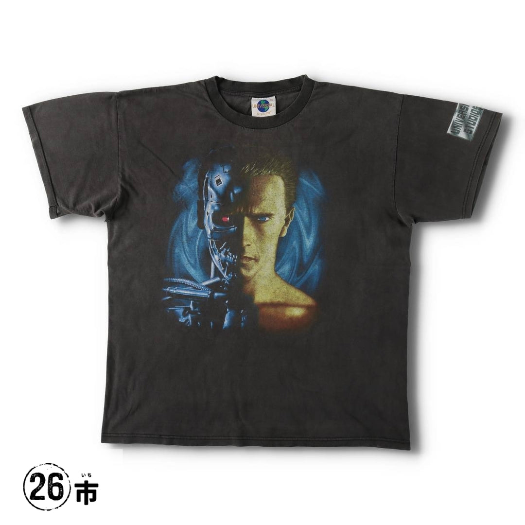 90s-era Universal Studios Terminator 2 movie t-shirt, men's size XL equivalent, vintage. cotton black type Vintage Second Hand