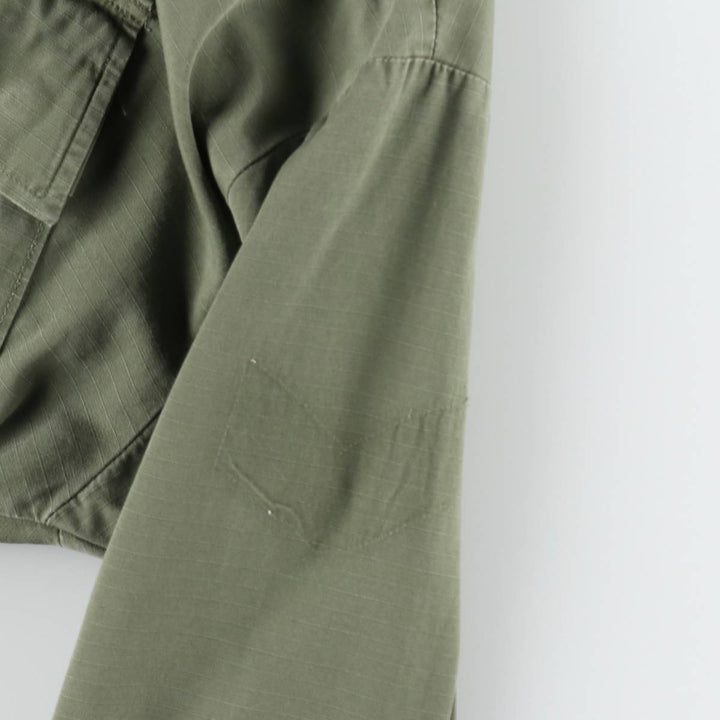1960'S US Military Issue Jungle Fatigue Ripstop Military Jacket, Made in USA, Large-Short (Equivalent to Men's Size L) unclear Khaki type Vintage Second Hand