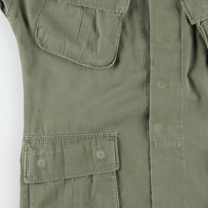 1960'S US Military Issue Jungle Fatigue Ripstop Military Jacket, Made in USA, Large-Short (Equivalent to Men's Size L) unclear Khaki type Vintage Second Hand