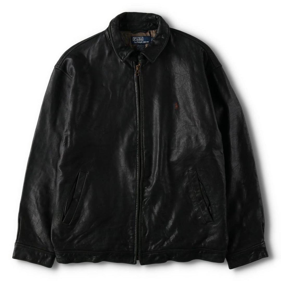 Ralph Lauren POLO by Ralph Lauren Swing Top Leather Blouson, Men's Size L (approx.) genuine leather black type Vintage Second Hand