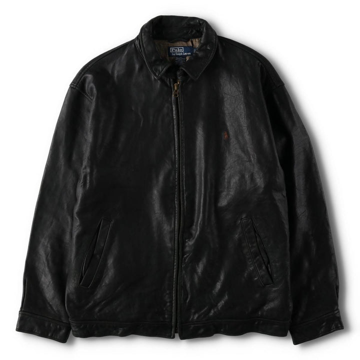 Ralph Lauren POLO by Ralph Lauren Swing Top Leather Blouson, Men's Size L (approx.) genuine leather black type Vintage Second Hand