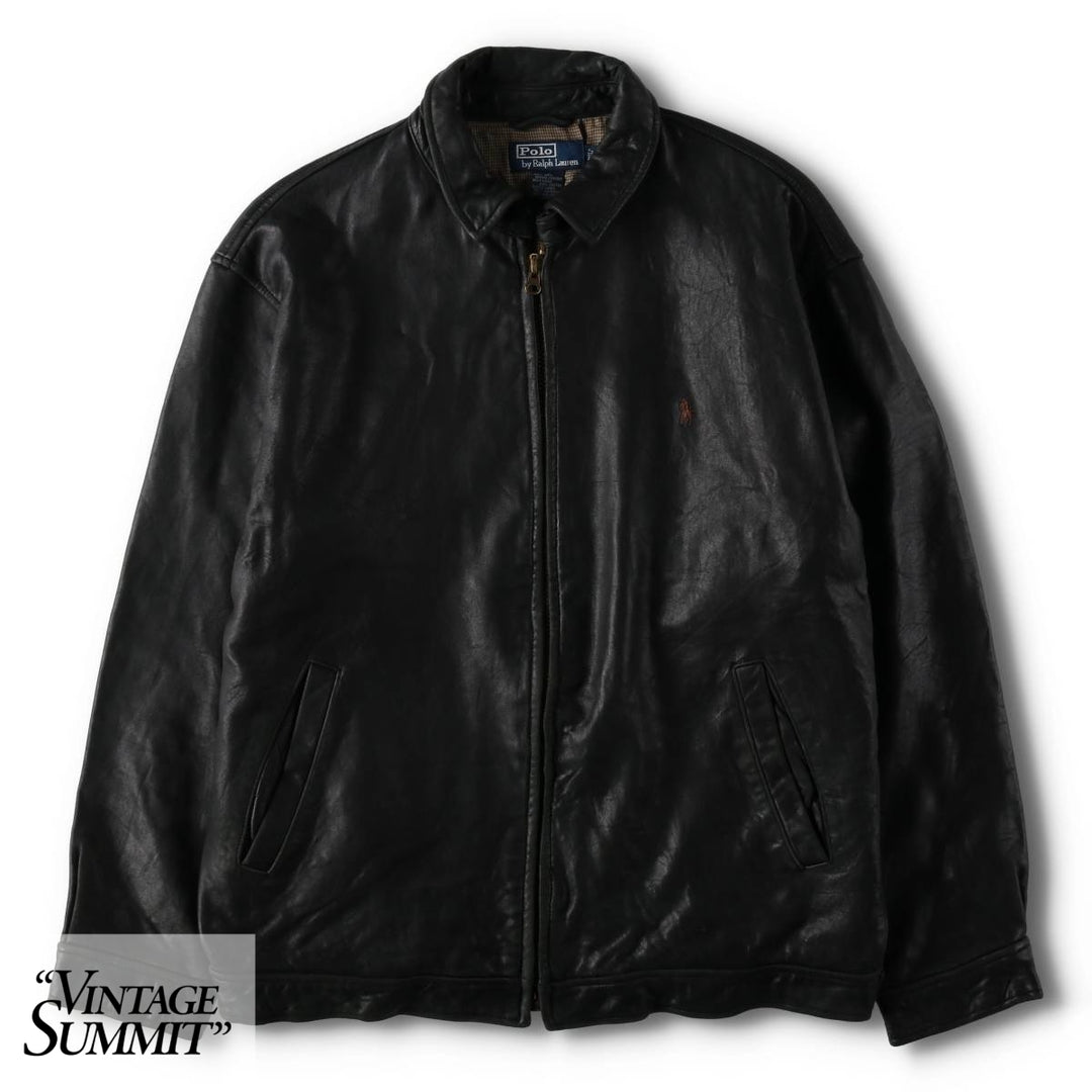 Ralph Lauren POLO by Ralph Lauren Swing Top Leather Blouson, Men's Size L (approx.) genuine leather black type Vintage Second Hand