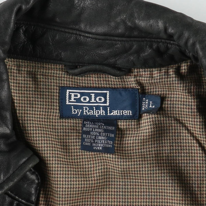 Ralph Lauren POLO by Ralph Lauren Swing Top Leather Blouson, Men's Size L (approx.) genuine leather black type Vintage Second Hand