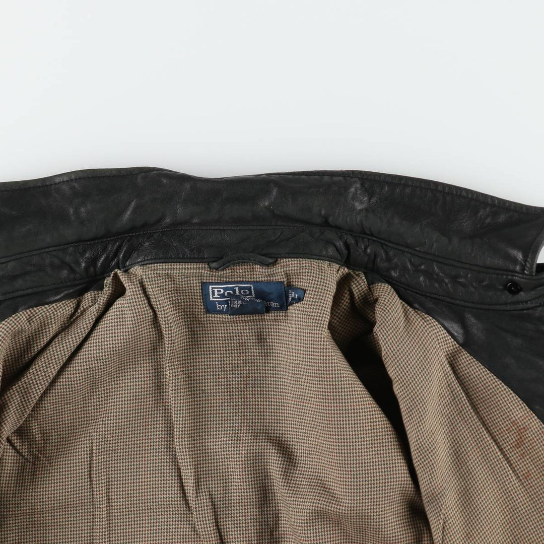 Ralph Lauren POLO by Ralph Lauren Swing Top Leather Blouson, Men's Size L (approx.) genuine leather black type Vintage Second Hand