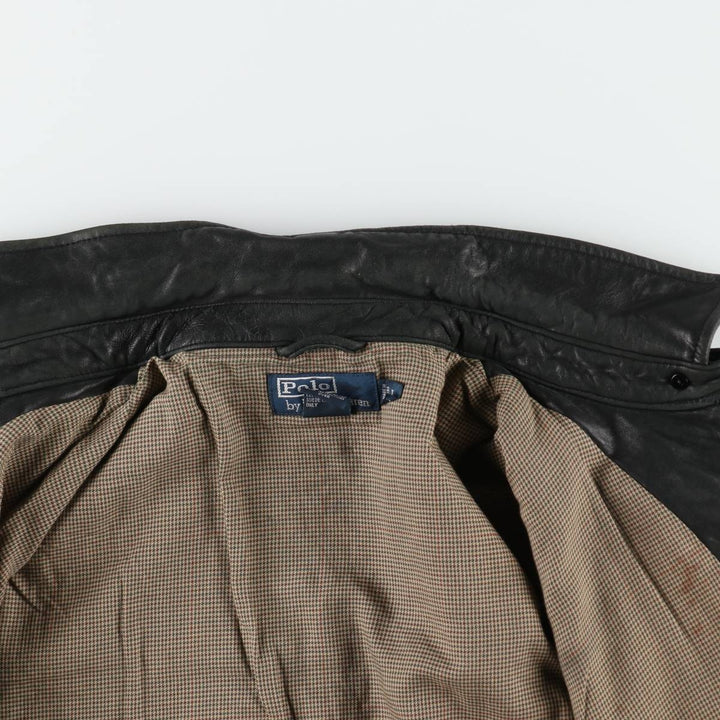 Ralph Lauren POLO by Ralph Lauren Swing Top Leather Blouson, Men's Size L (approx.) genuine leather black type Vintage Second Hand