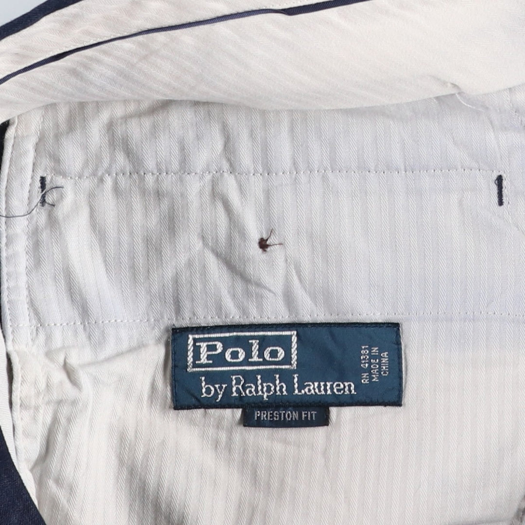 Ralph Lauren POLO by Ralph Lauren PRESTON FIT Linen Pants/Slacks, Men's Size W37 (approx.) linen navy blue type Vintage Second Hand