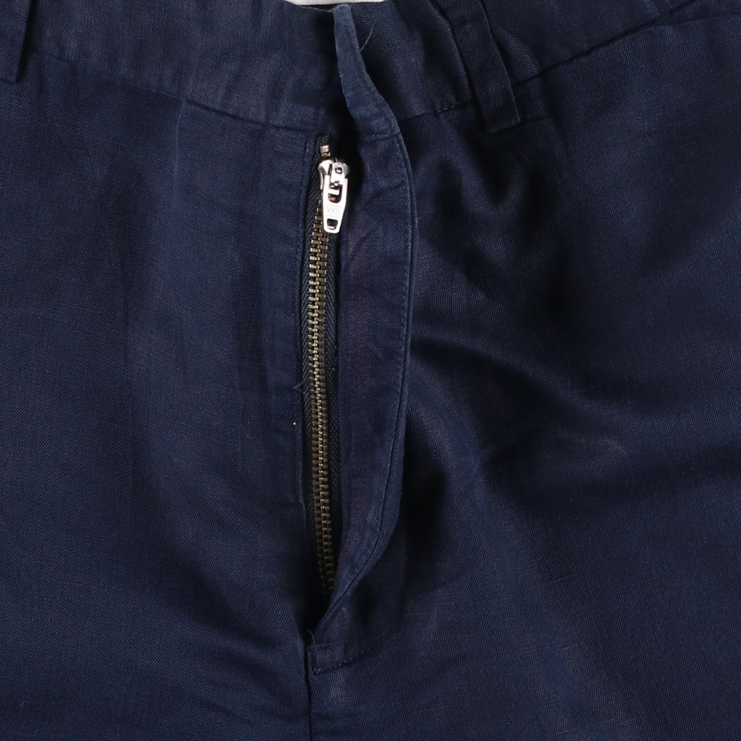 Ralph Lauren POLO by Ralph Lauren PRESTON FIT Linen Pants/Slacks, Men's Size W37 (approx.) linen navy blue type Vintage Second Hand