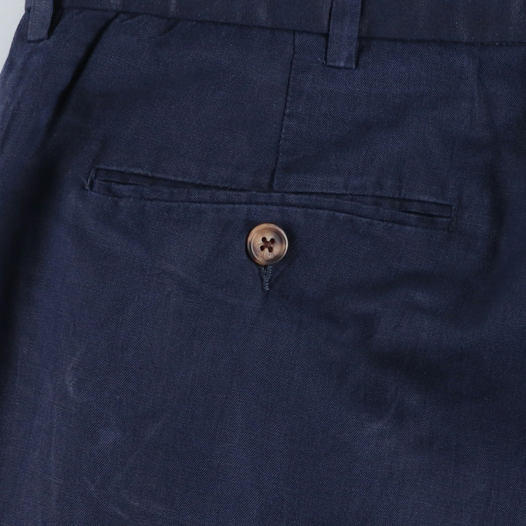 Ralph Lauren POLO by Ralph Lauren PRESTON FIT Linen Pants/Slacks, Men's Size W37 (approx.) linen navy blue type Vintage Second Hand
