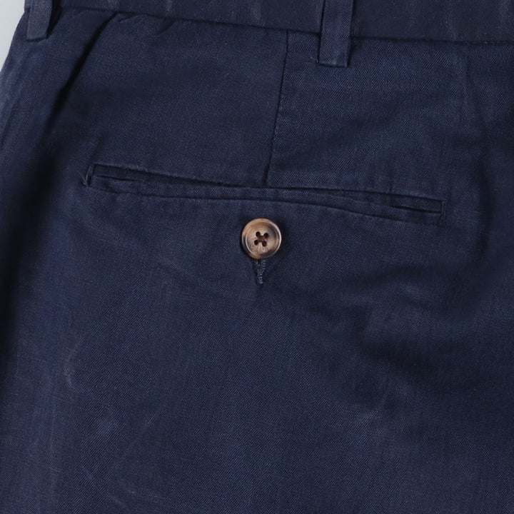 Ralph Lauren POLO by Ralph Lauren PRESTON FIT Linen Pants/Slacks, Men's Size W37 (approx.) linen navy blue type Vintage Second Hand