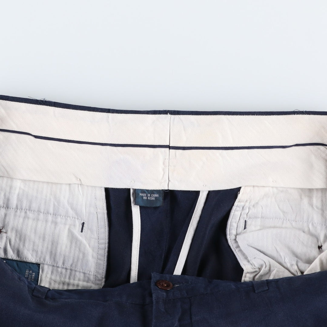 Ralph Lauren POLO by Ralph Lauren PRESTON FIT Linen Pants/Slacks, Men's Size W37 (approx.) linen navy blue type Vintage Second Hand