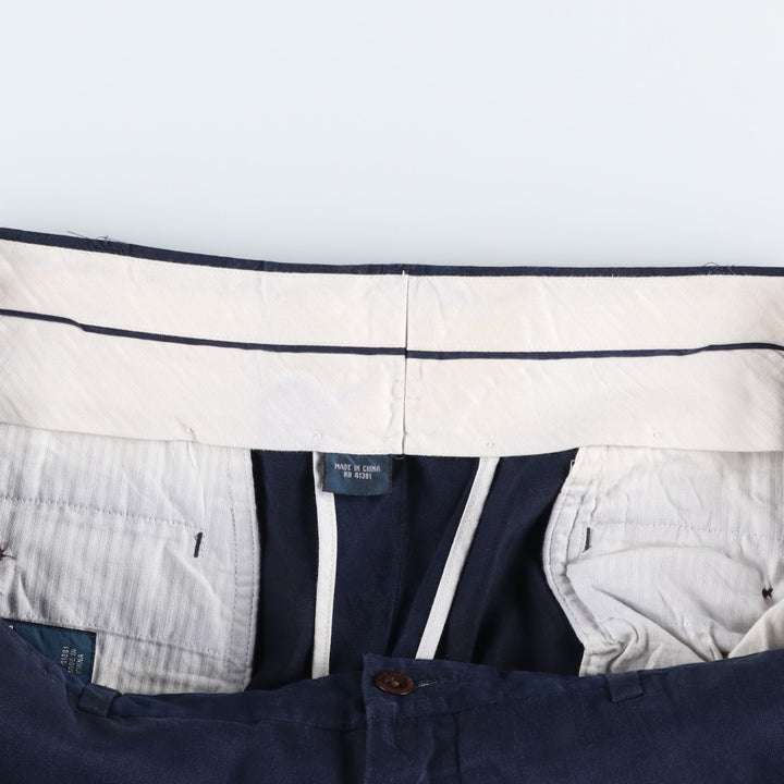 Ralph Lauren POLO by Ralph Lauren PRESTON FIT Linen Pants/Slacks, Men's Size W37 (approx.) linen navy blue type Vintage Second Hand