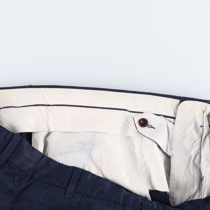 Ralph Lauren POLO by Ralph Lauren PRESTON FIT Linen Pants/Slacks, Men's Size W37 (approx.) linen navy blue type Vintage Second Hand
