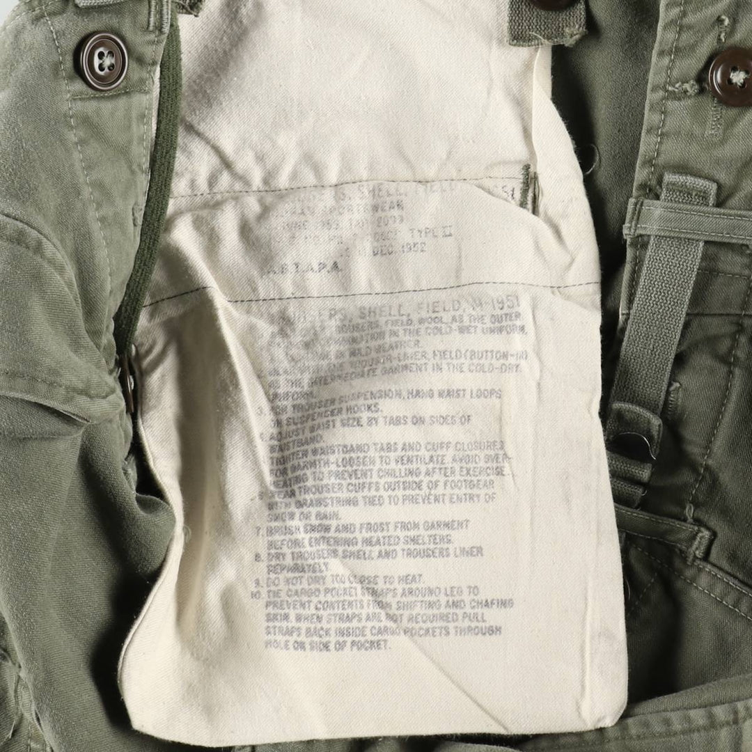 Authentic US military issue 1950'S M-51 military cargo pants, made in USA, men's size W34 equivalent, vintage. unclear Khaki type Vintage Second Hand