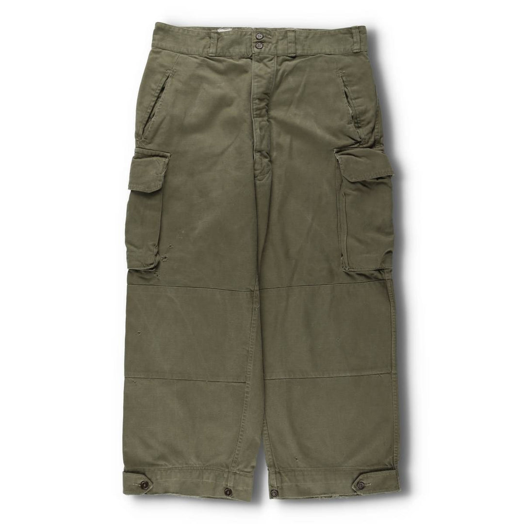 French Army M-47 Early Model Double Knee Military Cargo Pants, Men's Size W36 (approx.), Vintage unclear Khaki type Vintage Second Hand