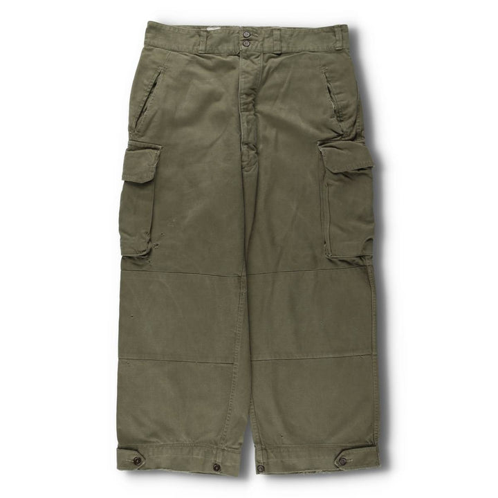 French Army M-47 Early Model Double Knee Military Cargo Pants, Men's Size W36 (approx.), Vintage unclear Khaki type Vintage Second Hand